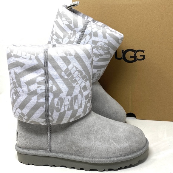 UGG Shoes - UGG Classic Short Jersey Stripe Gray Suede Boots Winter Women's Size 1138431 SEL